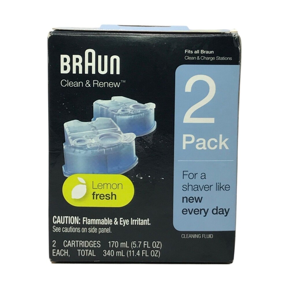 Braun CCR2 Type 5331 Clean & Renew Shaver Cleaning Cartridges Lemon Fresh 2-Pack